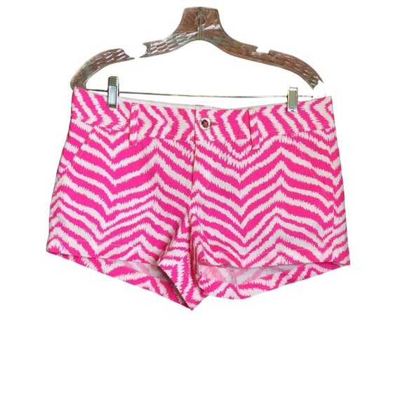 Lilly Pulitzer Womens Walsh Shorts Size 8 Pink & White Zebra Pattern Preppy Vaca - Picture 1 of 9